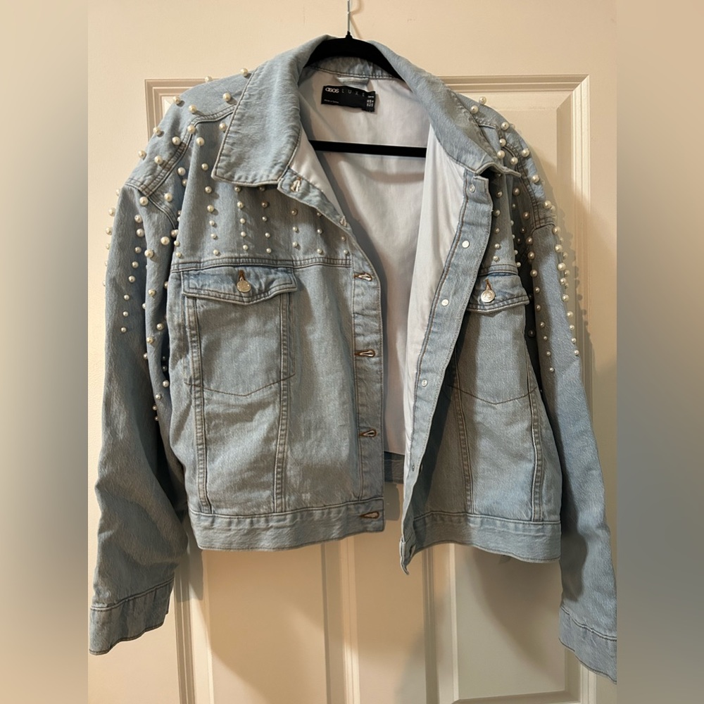ASOS Curve Luxe Pearl Denim Jacket - Picture 5 of 11